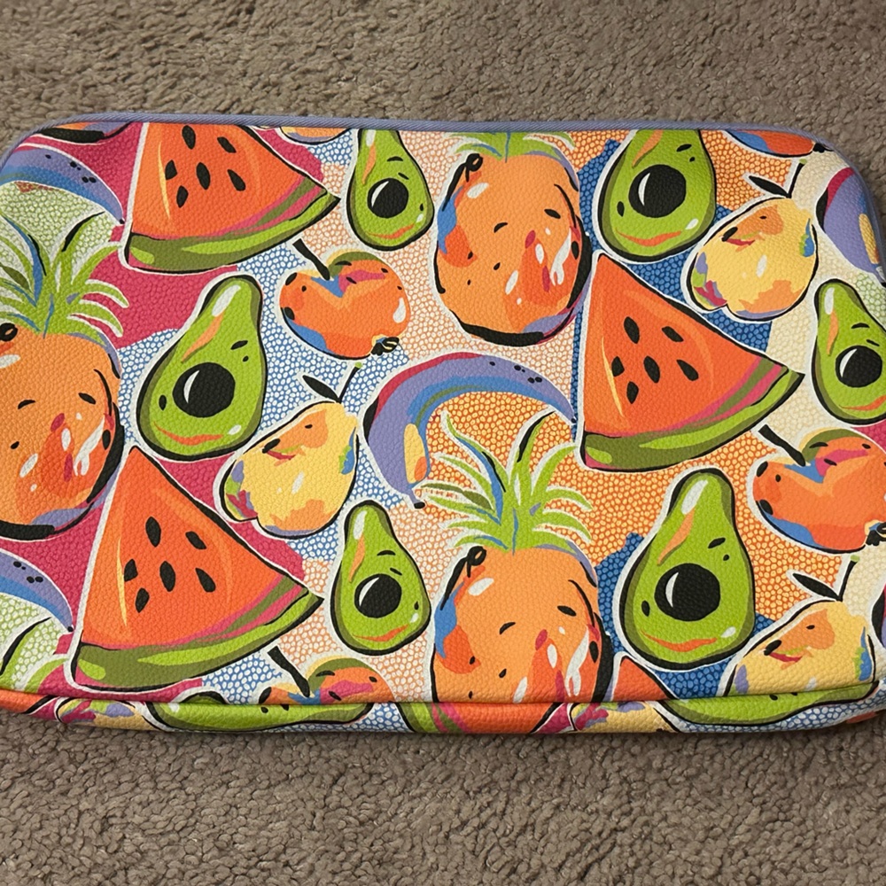 NWT Tabatha Brown Laptop or Tablet Top Zip Sleeve with Fruits on it colorful